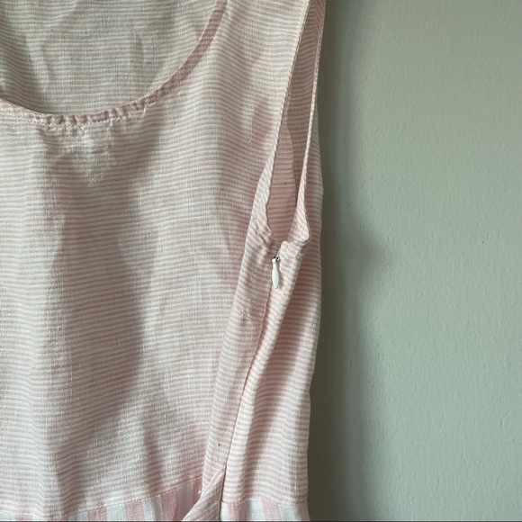 Cynthia Rowley 100% Linen Pastel Pink Striped Bow Tie Sleeveless Tank Blouse - Picture 3 of 6